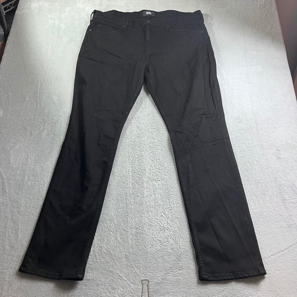 Paige Federal Slim Straight Leg Pants Mens 38 Black Rayon Blend Stretch Trousers